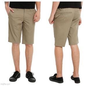 RUDE Hot Topic NWT Men's 26 Khaki Workwear Short Slim Straight Fit Long Inseam